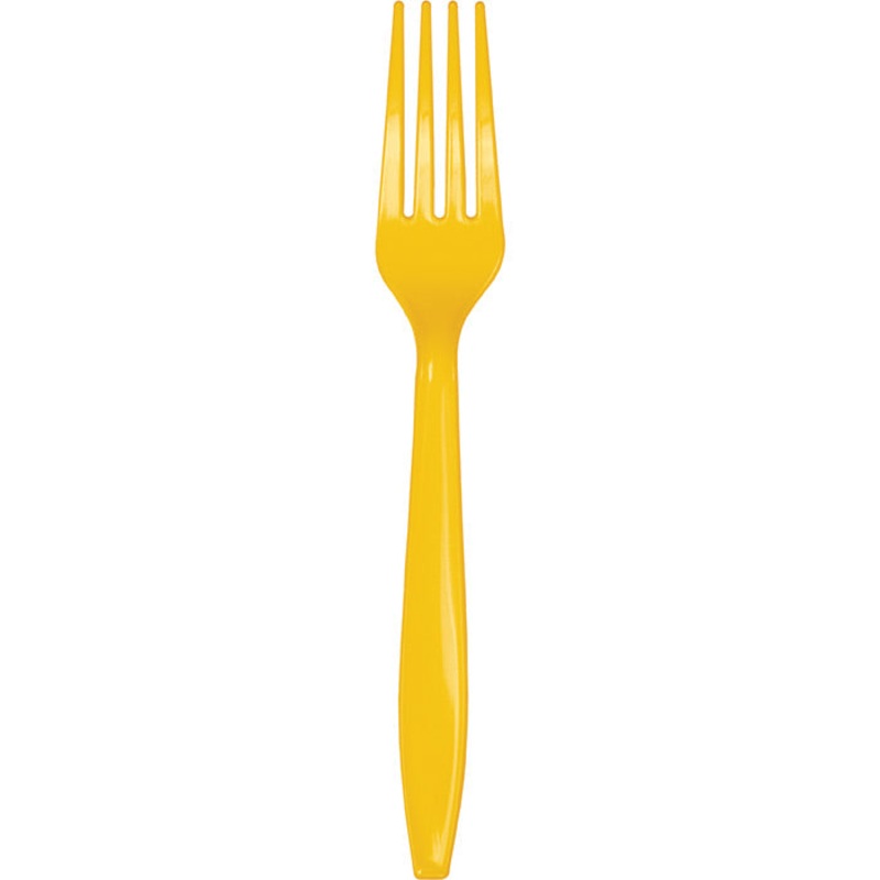 School Bus Yellow Plastic Forks (50/Pkg)