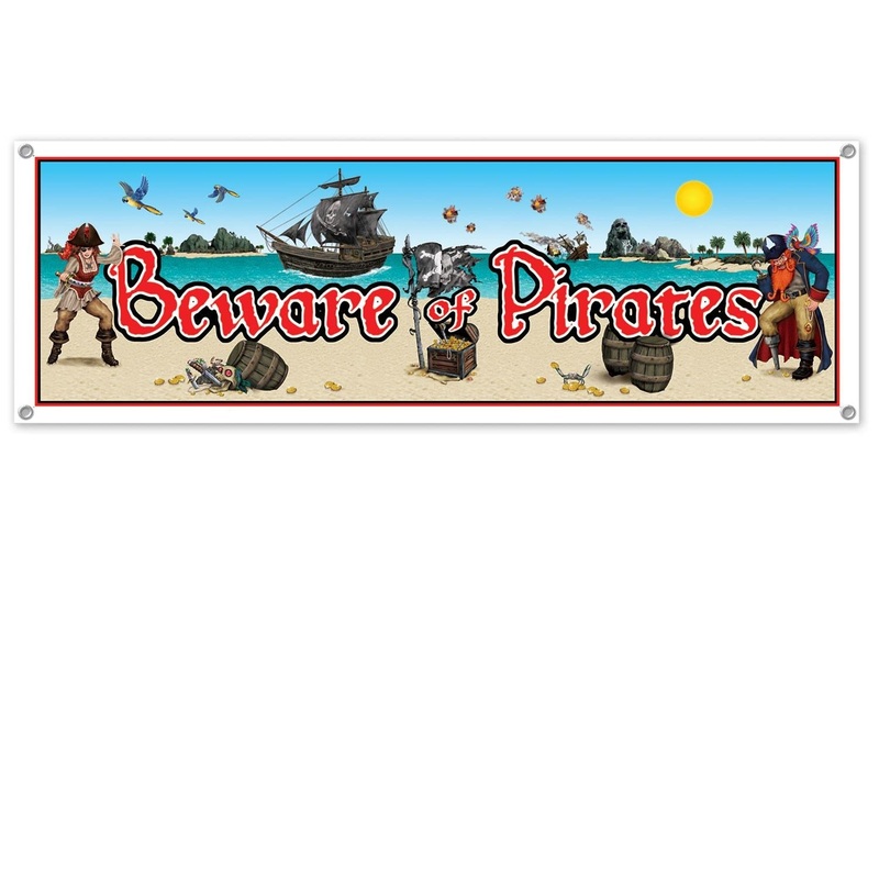 12 Pack Beistle Beware Of Pirates Party Sign Banner with Design