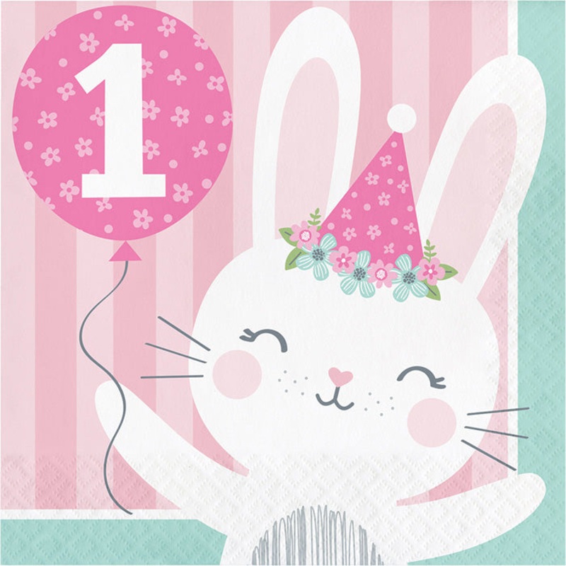 192 pc Bulk Bunny Party 1st Birthday Luncheon Napkins