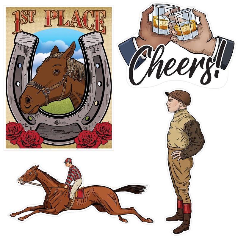 48 Pack Beistle Vintage Horse Racing Cutouts