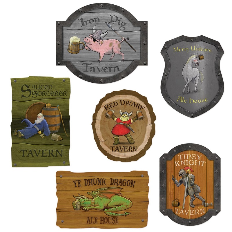 72 Pack Beistle Medieval Tavern Sign Party Cutouts