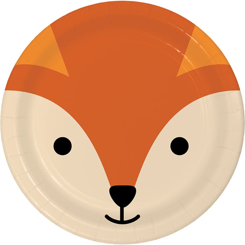 Animal Faces Fox Paper Dessert Plate (8/Pkg)