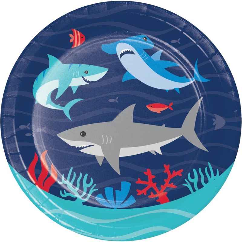 Bulk Pack of 24 Shark Party Paper Dessert Plates