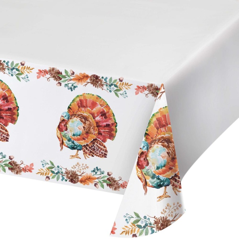 Tasteful Turkey Paper Tablecover, 54" x 102" (1/Pkg)