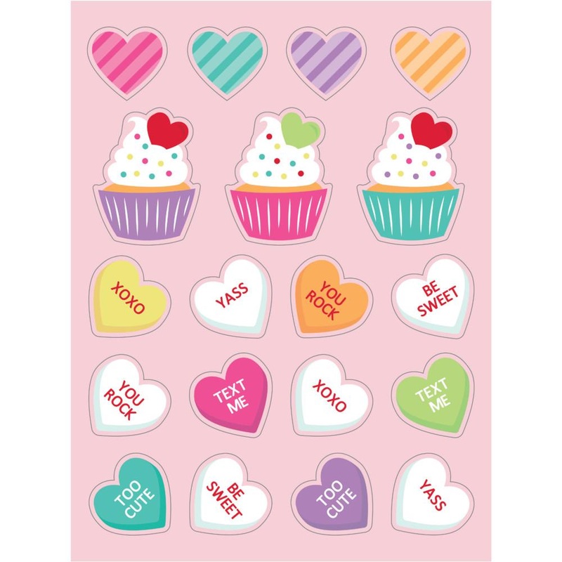 Valentines Candy Hearts Stickers (4/Pkg)