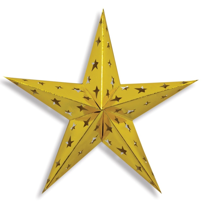 12 Pack Beistle 24 Inch Dimensional Foil Party Star - gold