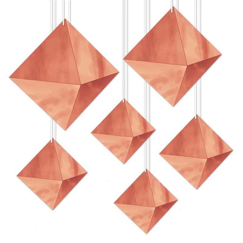 72 Pack Beistle 3-D Foil Party Diamonds - Rose Gold