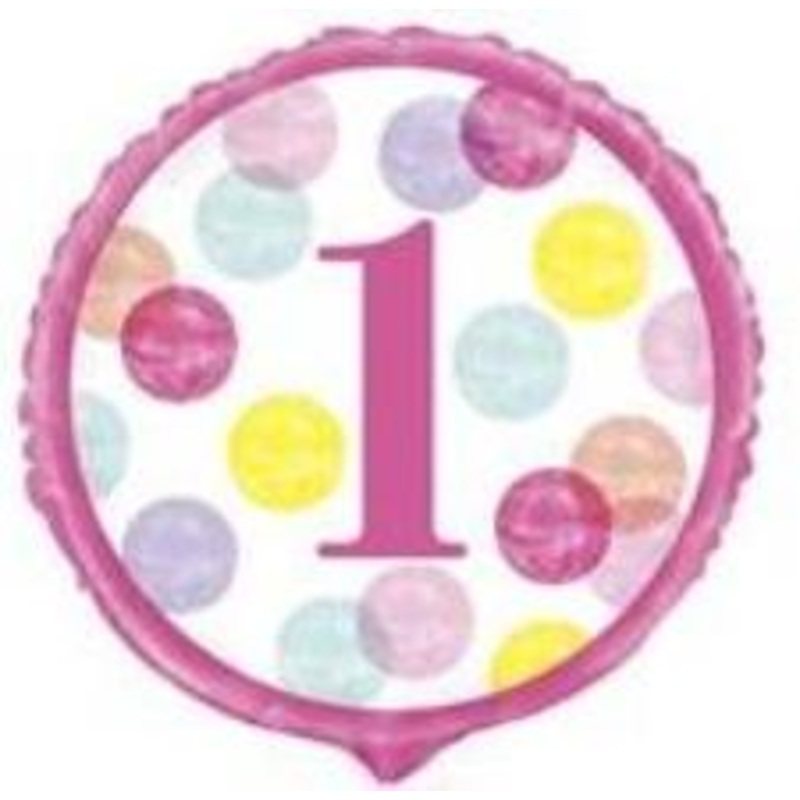 Age 1 Pink Dots Balloon