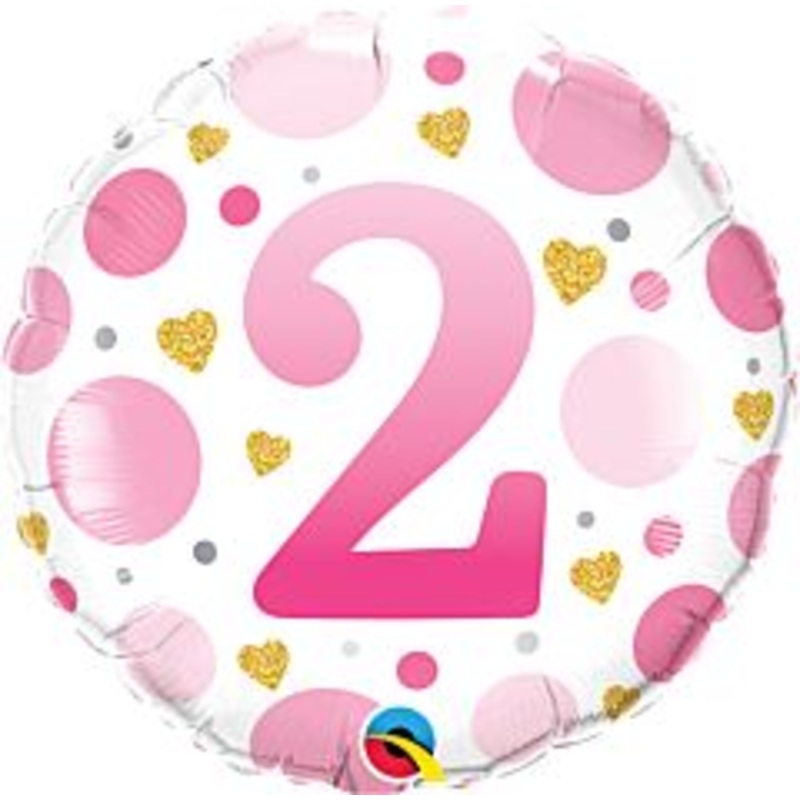 Age 2 Pink Dots Balloon