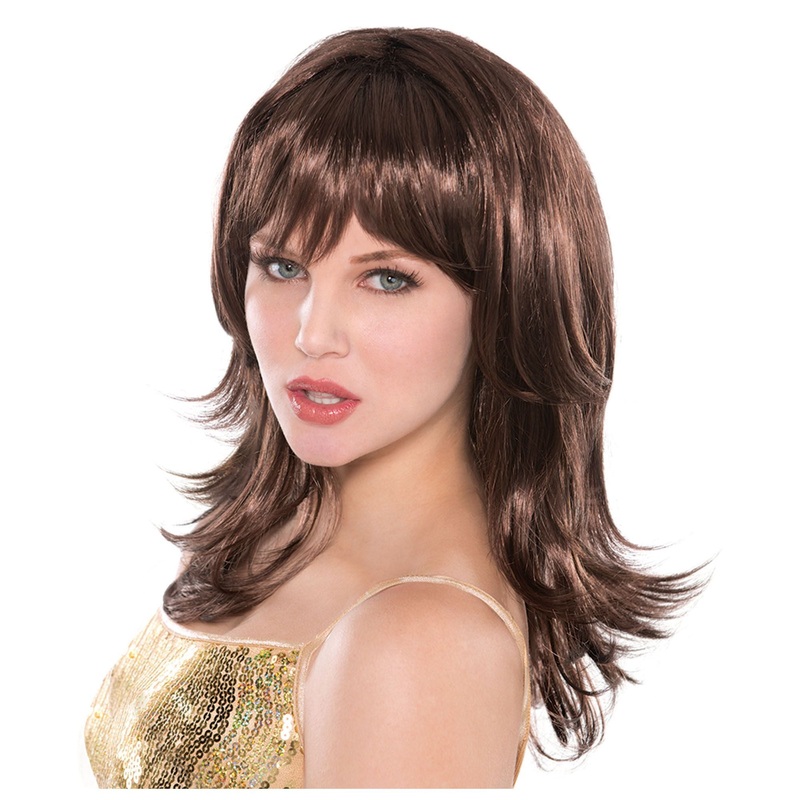 Brown Feathered Shag Wig