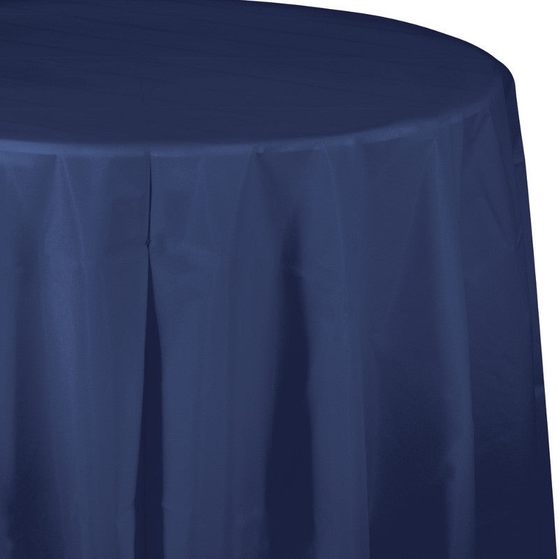 Navy Round Plastic Tablecover