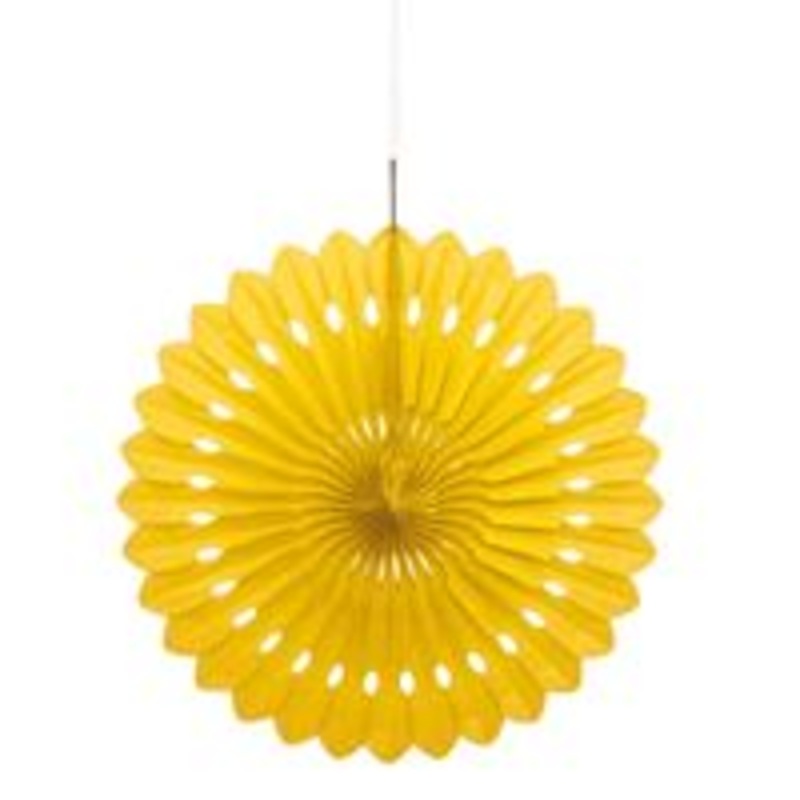Yellow Solid 16" Tissue Paper Fan