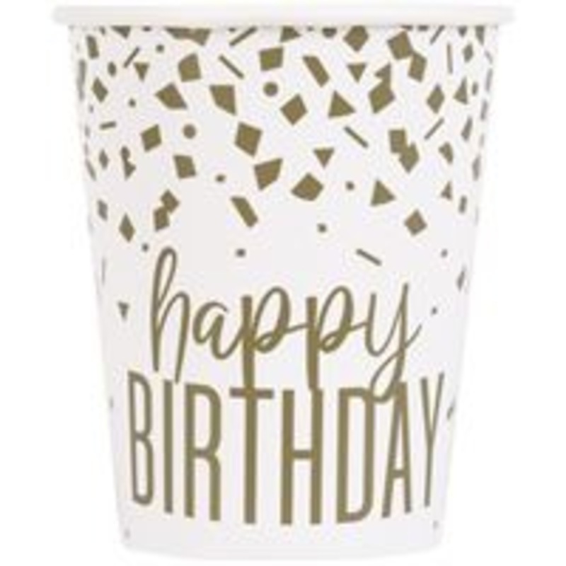 Confetti Gold Birthday 9oz Cups