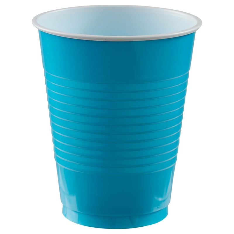 Caribbean Blue Big Party Pack Plastic 18oz Cups 50ct