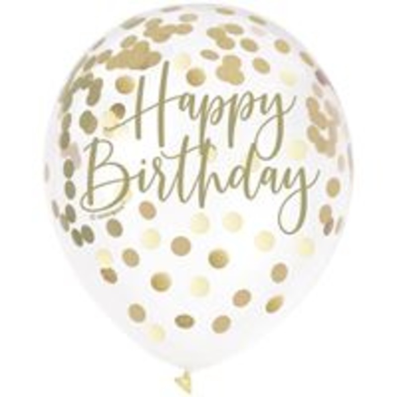 Confetti Gold Birthday Balloons 6ct