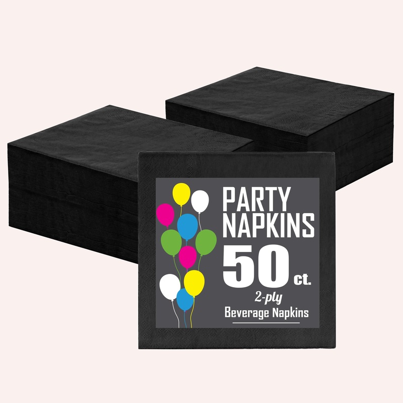 Black Beverage Napkins 50ct