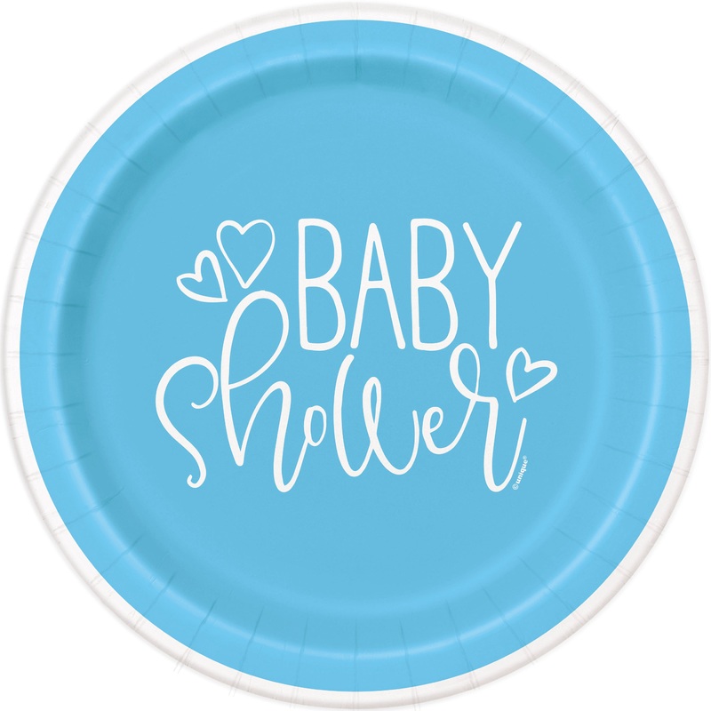Blue Hearts Baby Shower Dessert Plate
