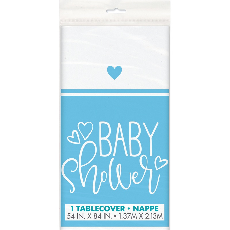 Blue Hearts Baby Shower Tablecover