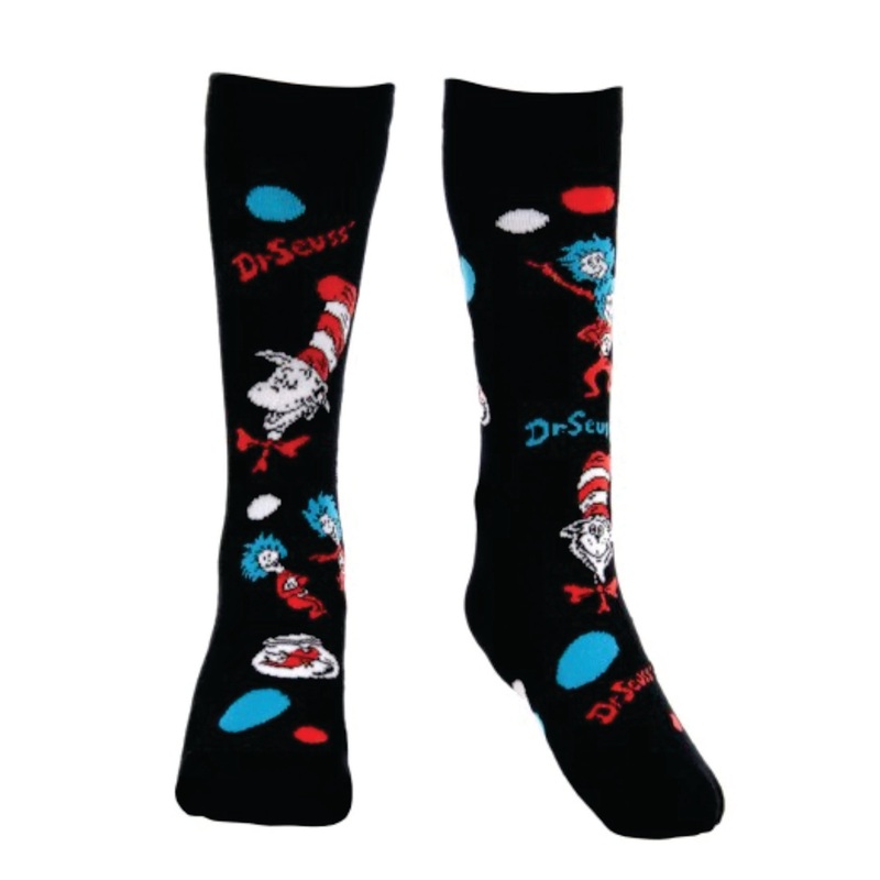 Adult Cat in the Hat patterned socks