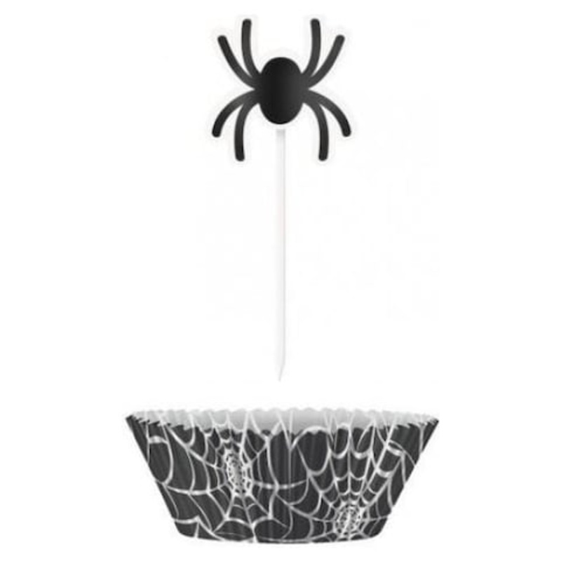 Black Spider Web Cupcake Kit 24pc