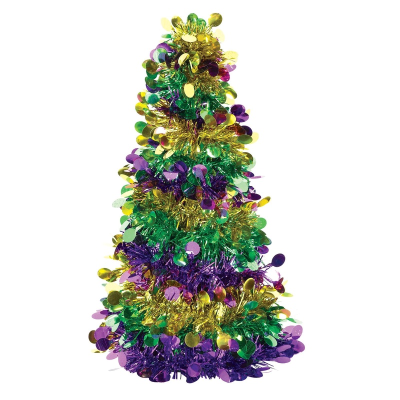 Mardi Gras Small Tinsel Table Tree