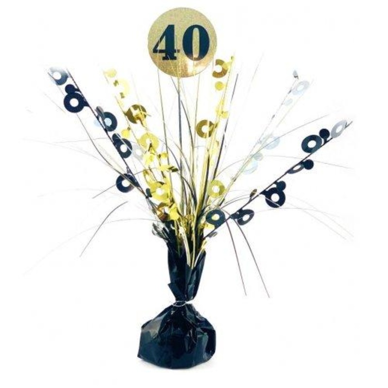 Number 40 Black & Gold Centrepiece Weight