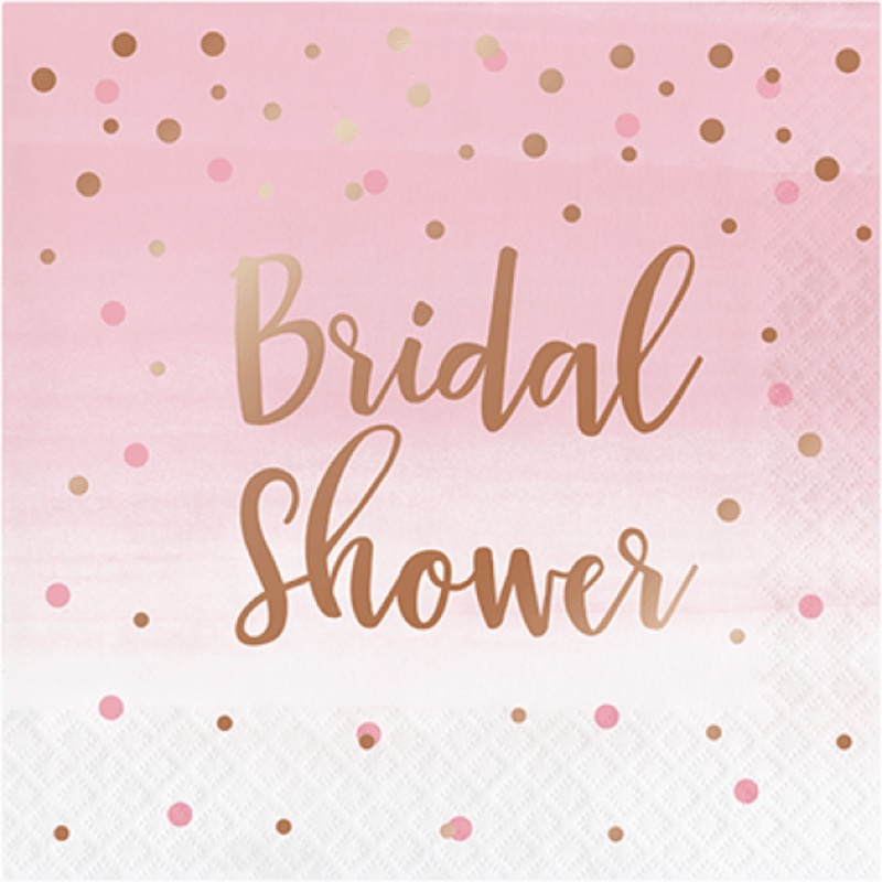 Rose All Day Rose Gold Dots Bridal Shower Pink Paper Lunch Napkins