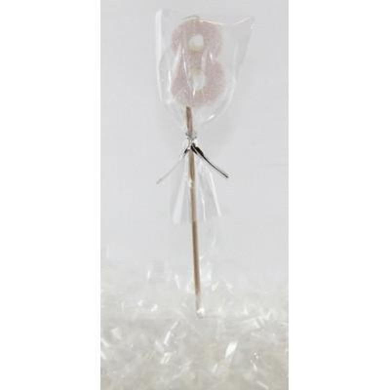 White Glitter Number 8 Eight Candle