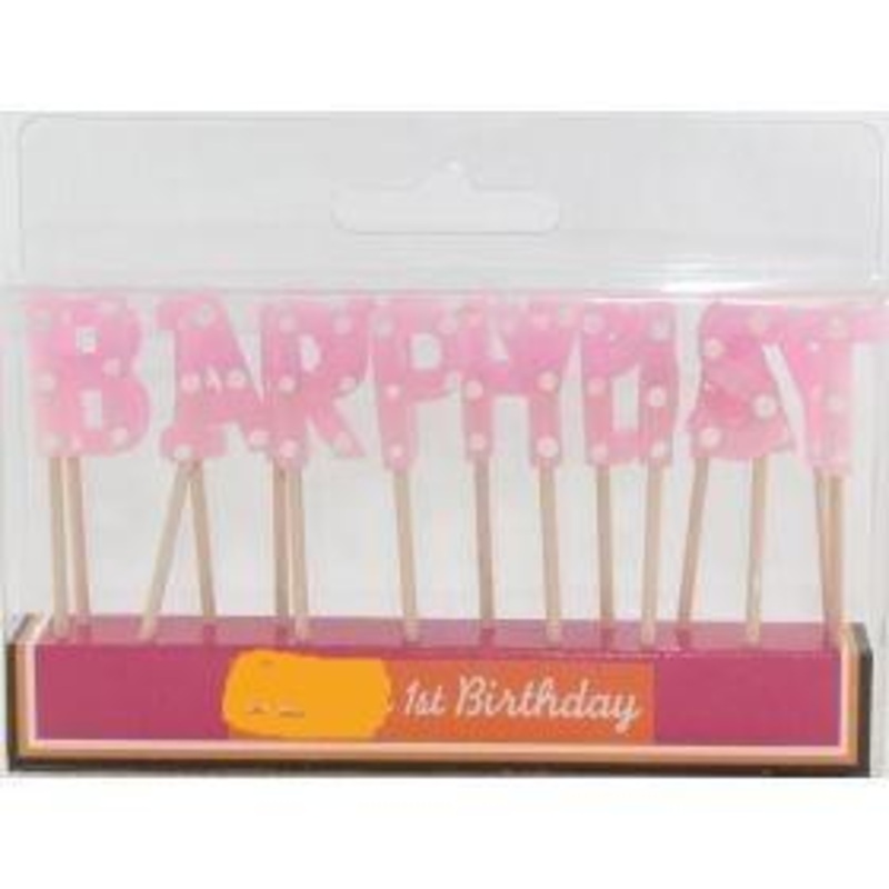 1st Birthday Pink Spot Candle