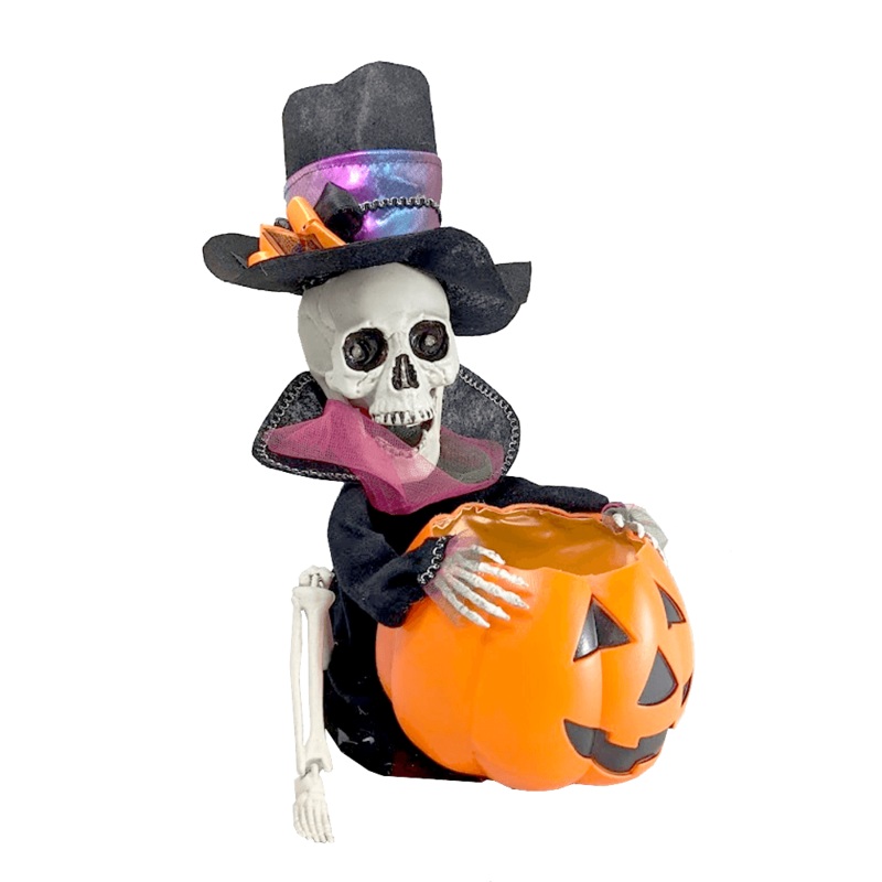 ANIMATED PUMPKIN W/SKELETON ON TOP