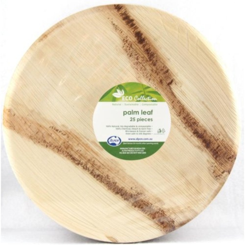 Eco-Friendly Palm Leaf Large Round Plates (Pk 25)