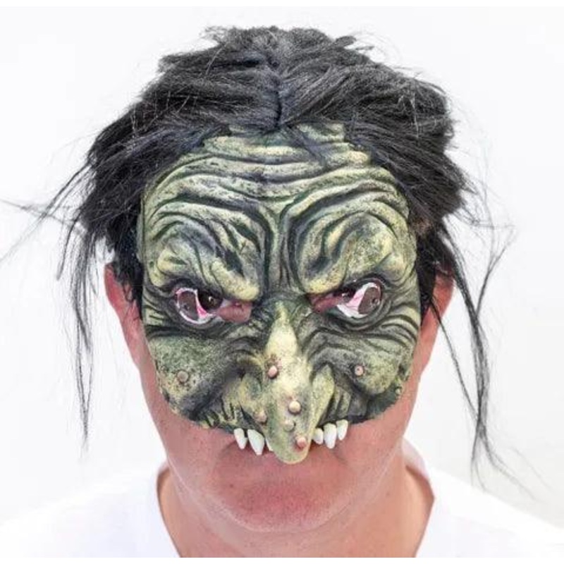 Green Witch Mask Witch Hair