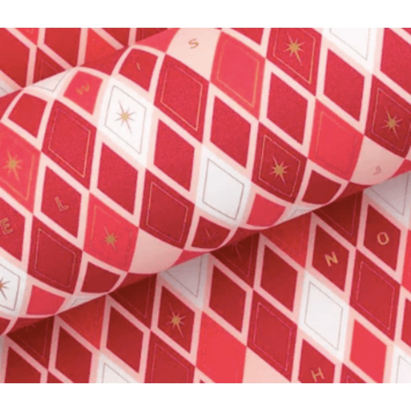 Harlequin Burgundy & Pink Christmas Wrapping Paper