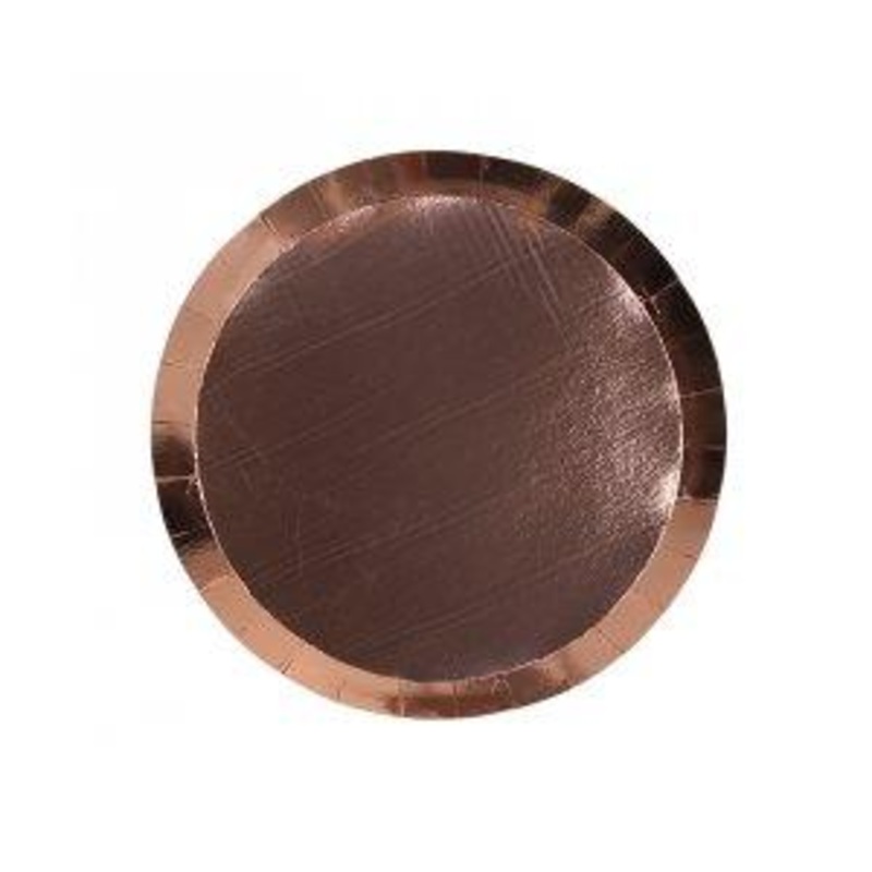 Metallic Rose Gold Round Snack Plates