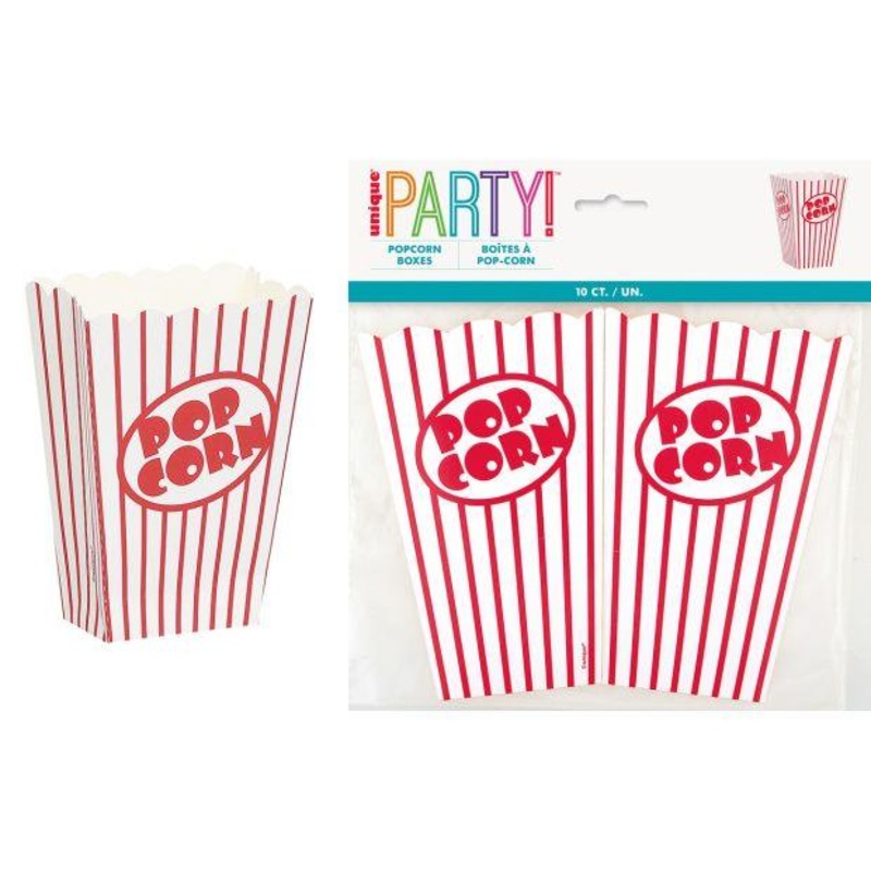 Red Striped Popcorn Favour Boxes