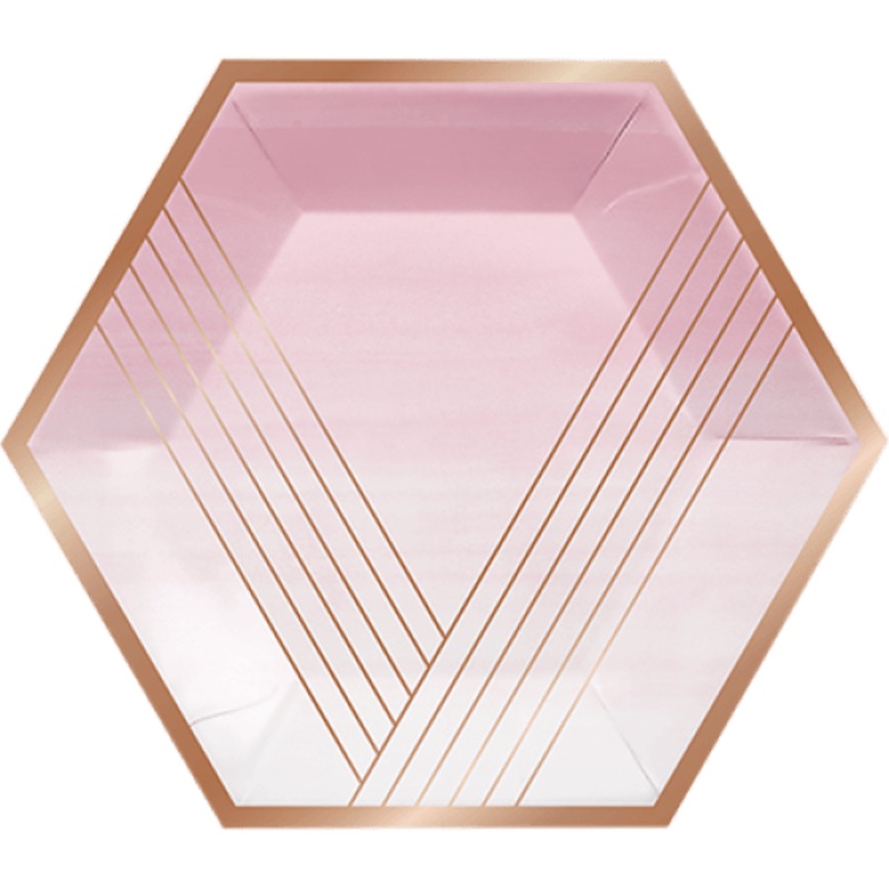 Rose All Day Hexagonal Stripes Pink Dinner Plates