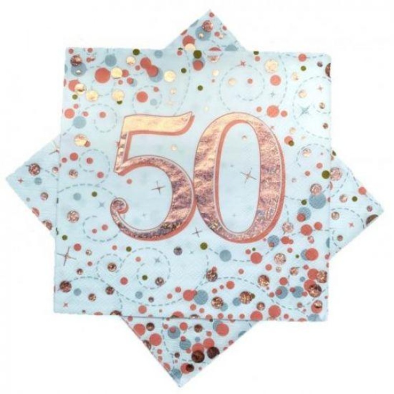 Sparkling Rose Gold 50th Birthday Lunch Serviettes