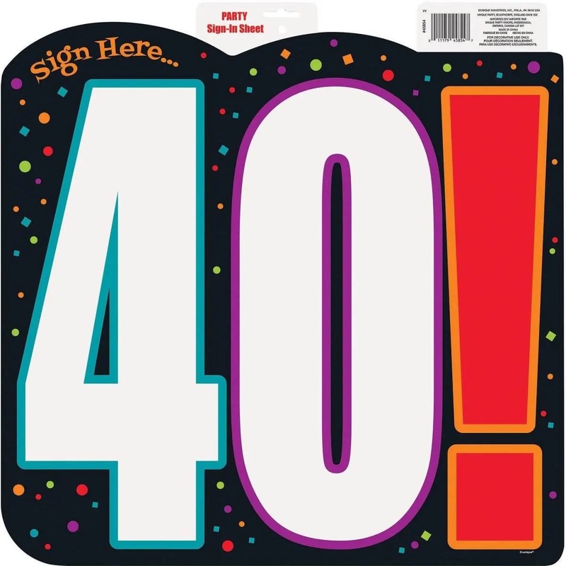 Birthday Cheer - 40th Birthday Sign-in Cutout