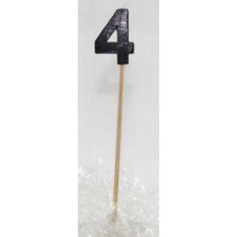 Black Glitter Number Four 4 Candle