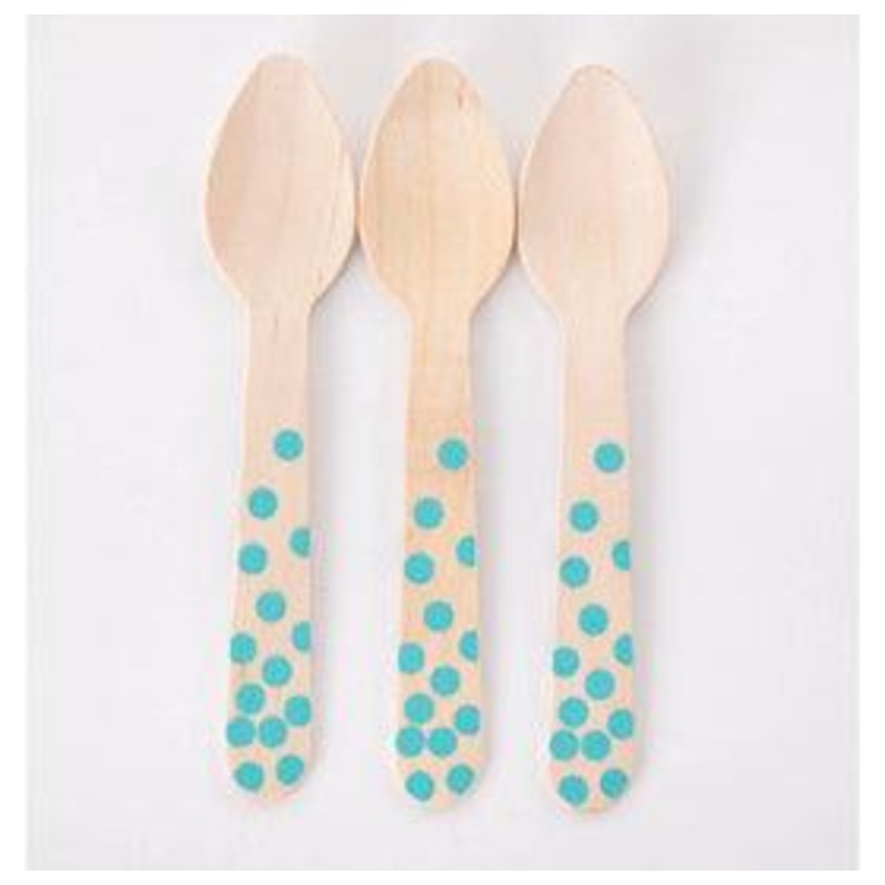 Blue Spot Wooden Ice Cream Spoons
