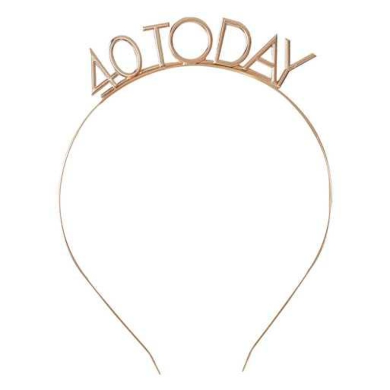 Champagne Gold Metal '40 Today' Headband