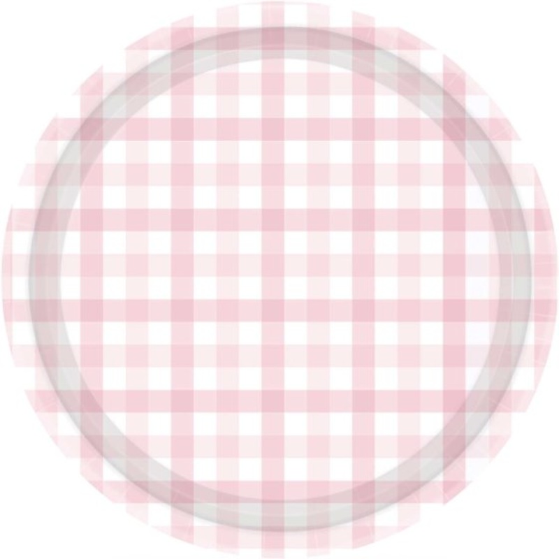Pastel Pink Gingham Dinner Plates