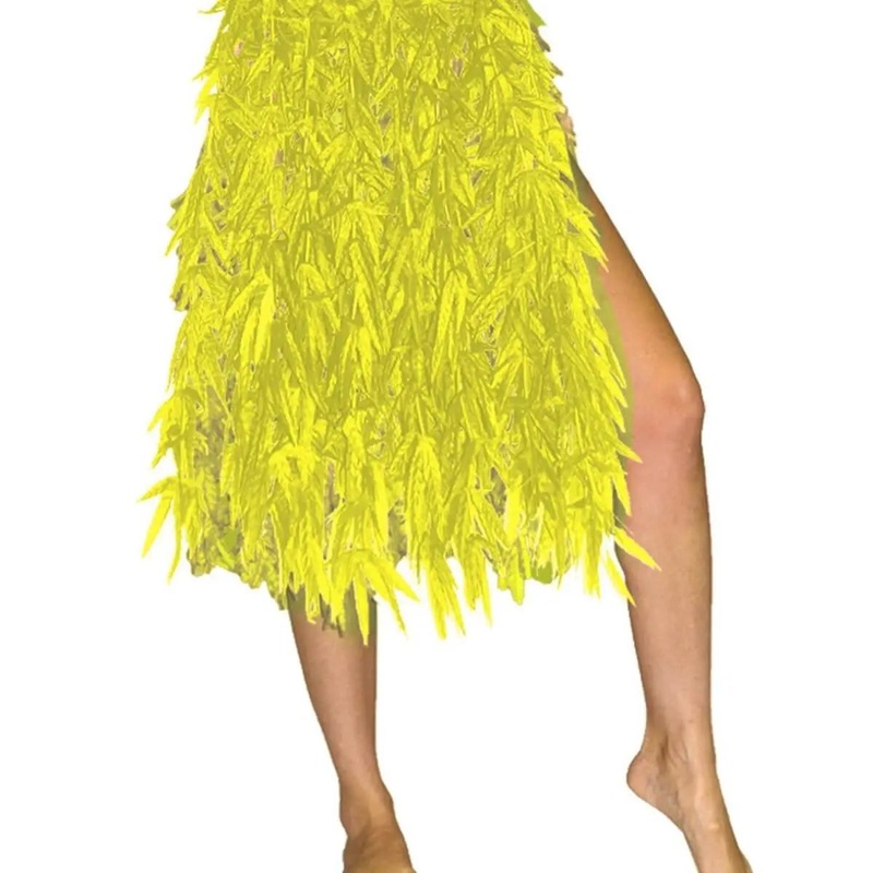 Summer Fabric Leaf Luau Party Hula Skirt - Yellow (26L)