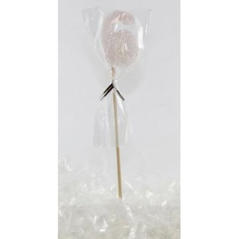 White Glitter Number 6 Six Candle