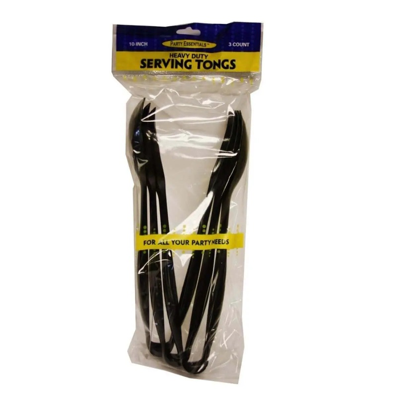 10" Heavy Duty Black Serving Tongs
