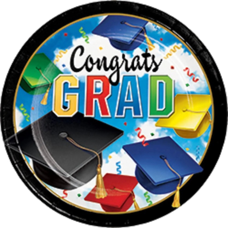 9" Graduation Celebration Plates - Multicolor