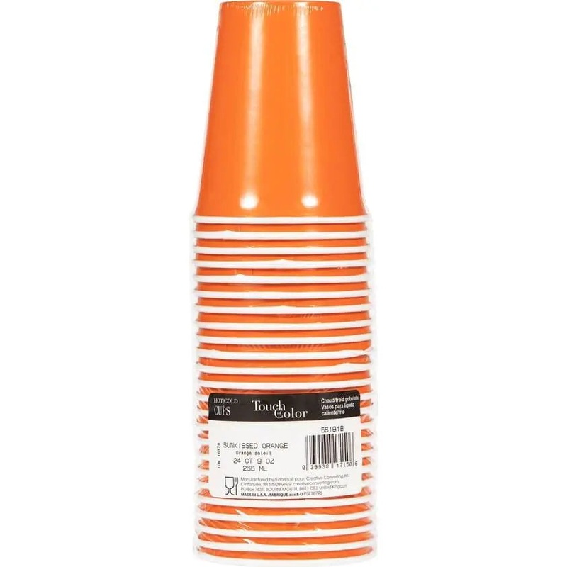9oz Sunkissed Orange Paper Cups (8ct)