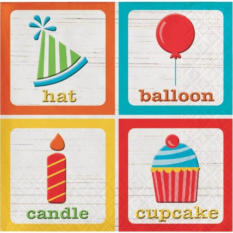 ABC Block Birthday Beverage Napkins (16ct)