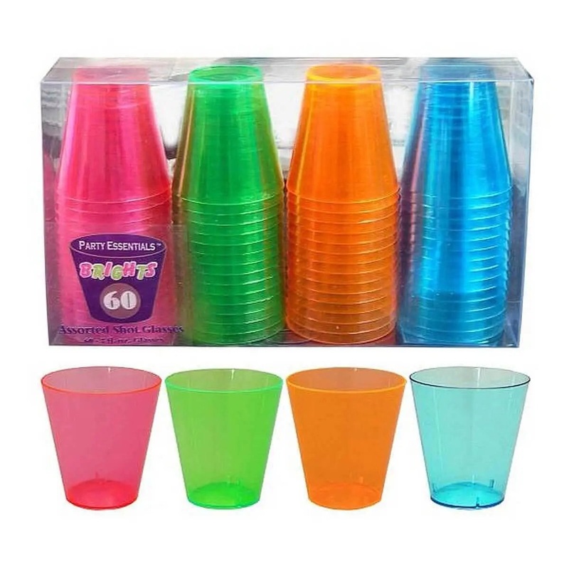 Asst Neon 2oz Shot Glasses