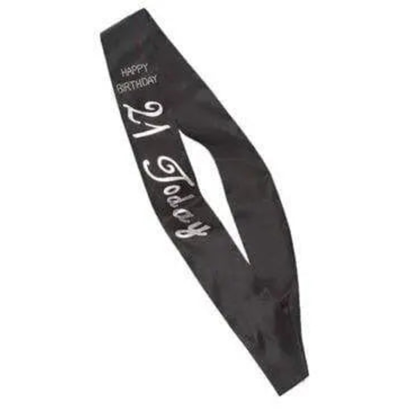 Black 21 Today Birthday Sash